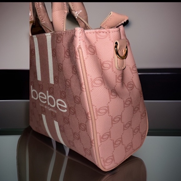 Bebe BNWT PU Mini Blush Pink Satchel with Crossbody Strap In Plastic - Picture 6 of 8